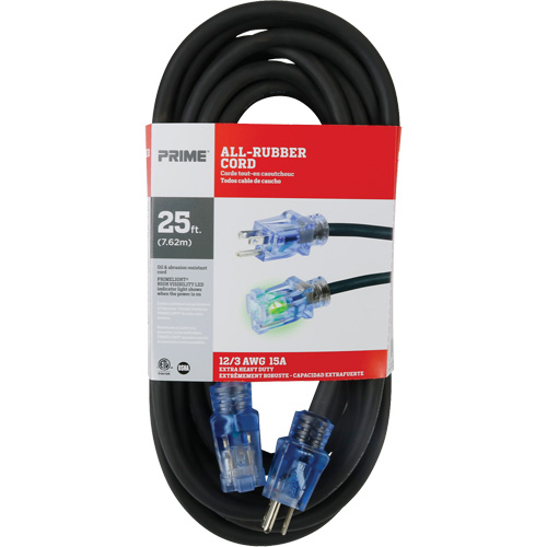 All-Rubber Extension Cord, Outdoor, SJOOW, 12/3 AWG, 15 A, 25' Oxymax Inc