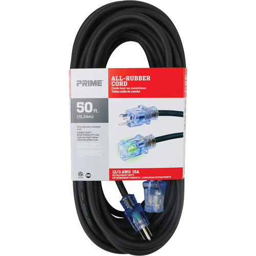 All-Rubber Extension Cord, Outdoor, SJOOW, 12/3 AWG, 15 A, 50' Oxymax Inc