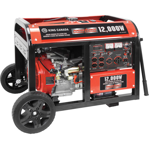 Electric Start Gas Generator with Wheel Kit, 12000 W Surge, 9000 W Rated, 120 V/240 V, 31 L Tank Oxymax Inc