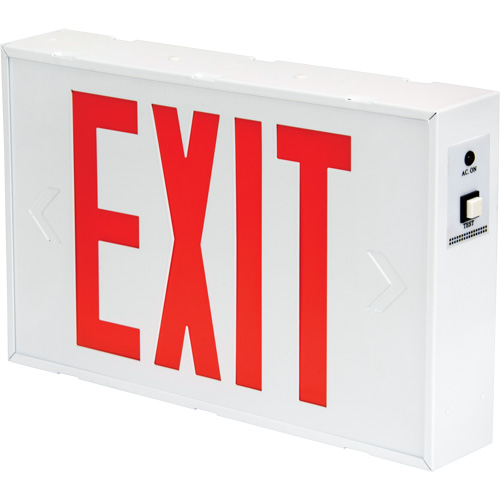 Exit Sign, LED, Battery Operated/Hardwired, 12-1/5" L x 7-1/2" W, English Oxymax Inc