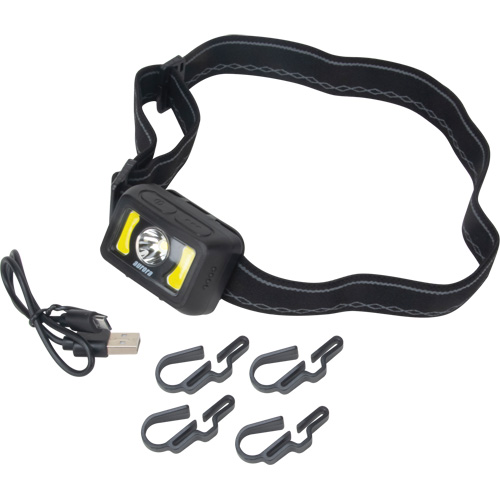 Lampe frontale, DEL, 350 lumens, 2 hres de fonctionnement, piles Rechargeable Oxymax Inc