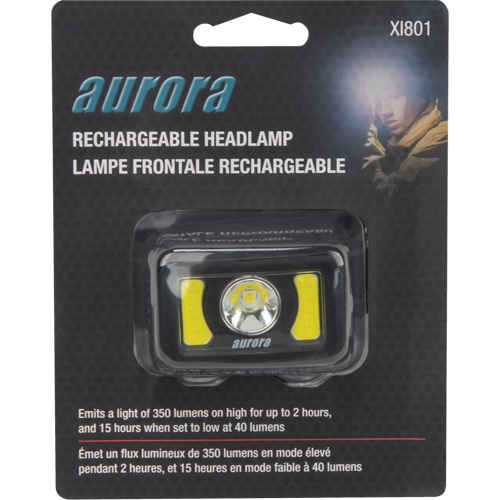 Lampe frontale, DEL, 350 lumens, 2 hres de fonctionnement, piles Rechargeable Oxymax Inc