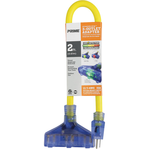 Adaptateur avec d&eacute;tection visuelle de lamp&eacute;rage, Ext&eacute;rieur, AWG 12/3, 15 A, 3 prise(s), 2' Oxymax Inc