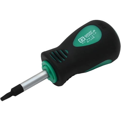 Stubby Square Recess Screwdriver, #1 Tip, Round, 3-1/4" L, Cushion Grip Handle Oxymax Inc