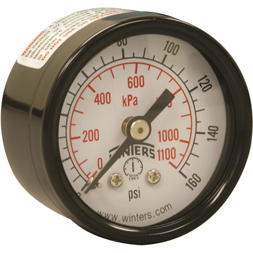 Economy Pressure Gauge, 1-1/2" , 0 - 160 psi, Back Mount, Analogue Oxymax Inc
