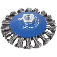 Knot Twisted Conical Bevel Brush, 5" Dia., 0.02" Fill, 5/8"-11NC Arbor Oxymax Inc