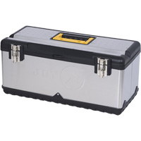 Boîte à outils en acier inoxydable, 11" P x 22-1/2" la x 10-3/4" h, Noir/Gris AUW127 | Oxymax Inc