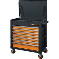 Chariot à outils série GSX avec dessus incliné, 7 tiroirs, 35" lo x 20" la x 39" h, Noir/Orange AUW202 | Oxymax Inc