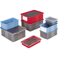 Divider Box&reg; Containers, Polyethylene, 10.8" W x 8.3" D x 2.5" H, Grey Oxymax Inc
