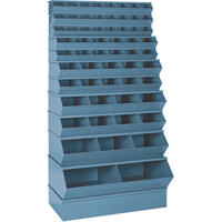 Bacs sectionnels superposables, Cap. 100 lb, 37" la x 8" p x 4-1/2" h, Bleu CA786 | Oxymax Inc