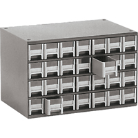 Casiers modulaires pour pièces, Acier, 28 tiroirs, 17" x 10-9/16" x 2-2/16", Gris CA853 | Oxymax Inc