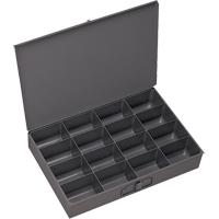 Compartment Scoop Boxes, Steel, 16 Slots, 13-3/8" W x 9-1/4" D x 2" H, Grey Oxymax Inc