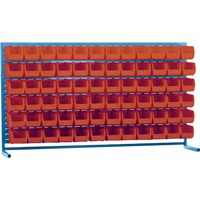 Louvered Rack with Bins, 72 Bins, 72" W x 15" D x 40" H Oxymax Inc