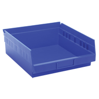 Shelf Bins, 11-1/8" W x 4" H x 11-5/8" D, Blue, 30 lbs. Capacity Oxymax Inc