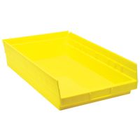 Shelf Bins, 11-1/8" W x 4" H x 17-7/8" D, Yellow, 40 lbs. Capacity Oxymax Inc