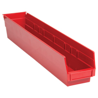 Shelf Bins, 4-1/8" W x 4" H x 23-5/8" D, Red, 50 lbs. Capacity Oxymax Inc