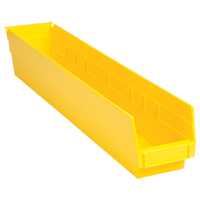 Shelf Bins, 4-1/8" W x 4" H x 23-5/8" D, Yellow, 50 lbs. Capacity Oxymax Inc