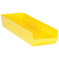 Shelf Bins, 8-3/8" W x 4" H x 23-5/8" D, Yellow, 50 lbs. Capacity Oxymax Inc