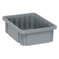 Divider Box&reg; Containers, Plastic, 10.9" W x 8.3" D x 3.5" H, Grey Oxymax Inc