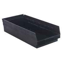 Economy Shelf Bin, 8-3/8" W x 4" H x 17-7/8" D, Black Oxymax Inc