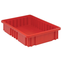 Divider Box&reg; Containers, Plastic, 16.5" W x 10.9" D x 3.5" H, Red Oxymax Inc