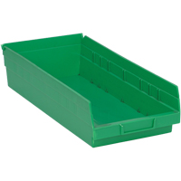 Shelf Bins, 8-1/8" W x 4" H x 17-7/8" D, Green, 40 lbs. Capacity Oxymax Inc