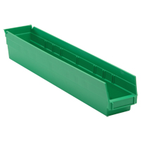 Economy Shelf Bin, 4-1/8" W x 4" H x 23-5/8" D, Green Oxymax Inc