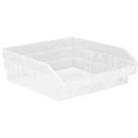 Shelf Bins, 11-1/8" W x 4" H x 11-5/8" D, Clear, 30 lbs. Capacity Oxymax Inc