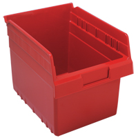 Store-Max Shelf Bins, 8-3/8" W x 8" H x 11-5/8" D, Red, 44 lbs. Capacity Oxymax Inc