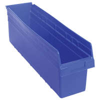 Store-Max Shelf Bins, 6-5/8" W x 8" H x 23-5/8" D, Blue, 68 lbs. Capacity Oxymax Inc