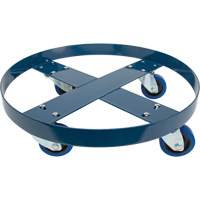 Drum Dolly, Steel, 1400 lbs. Capacity, 24" Diameter, Blue Elastic Casters Oxymax Inc