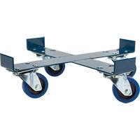 Drum Dolly, Steel, 1400 lbs. Capacity, 24" Diameter, Blue Elastic Casters Oxymax Inc