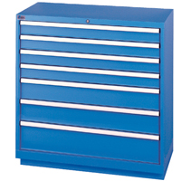 Drawer Cabinets, 7 Drawers, 40-1/4" W x 22-1/2" D x 41-3/4" H, Bright blue Oxymax Inc