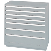 Drawer Cabinets, 7 Drawers, 40-1/4" W x 22-1/2" D x 41-3/4" H, Grey Oxymax Inc