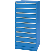 Armoires de rangement avec tiroirs, 9 tiroirs, 28-1/4" la x 28-1/2" p x 59-1/2" h, Bleu brillant Oxymax Inc