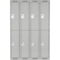 Clean Line Lockers, 2 -tier, Bank of 4, 48" x 18" x 72", Steel, Grey, Rivet (Assembled) Oxymax Inc