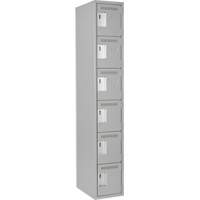 Clean Line Lockerettes, 6 -tier, 12" x 18" x 72", Steel, Grey, Rivet (Assembled) Oxymax Inc
