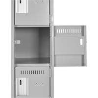 Clean Line Lockerette, 6 -tier, Bank of 4, 48" x 18" x 82", Steel, Charcoal, Rivet (Assembled) Oxymax Inc