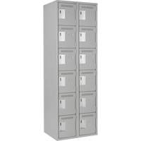 Clean Line Lockerettes, 6 -tier, Bank of 2, 24" x 18" x 72", Steel, Grey, Rivet (Assembled) Oxymax Inc