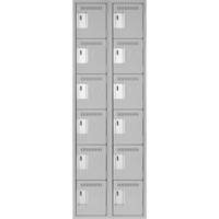 Clean Line Lockerettes, 6 -tier, Bank of 2, 24" x 18" x 72", Steel, Grey, Rivet (Assembled) Oxymax Inc