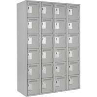 Clean Line Lockerettes, 6 -tier, Bank of 4, 48" x 18" x 72", Steel, Grey, Rivet (Assembled) Oxymax Inc