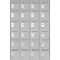 Clean Line Lockerettes, 6 -tier, Bank of 4, 48" x 18" x 72", Steel, Grey, Rivet (Assembled) Oxymax Inc