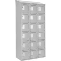 Clean Line Lockerette , 6 -tier, Bank of 3, 36" x 18" x 78", Steel, Grey, Rivet (Assembled) Oxymax Inc