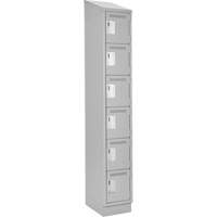 Clean Line Lockerette, 6 -tier, 12" x 18" x 82", Steel, Grey, Rivet (Assembled) Oxymax Inc