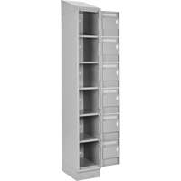Clean Line Lockerette, 6 -tier, Bank of 4, 48" x 18" x 82", Steel, Grey, Rivet (Assembled) Oxymax Inc