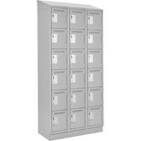 Clean Line Lockerette, 6 -tier, Bank of 3, 36" x 18" x 82", Steel, Grey, Rivet (Assembled) Oxymax Inc
