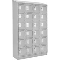 Clean Line Lockerette, 6 -tier, Bank of 4, 48" x 18" x 82", Steel, Grey, Rivet (Assembled) Oxymax Inc