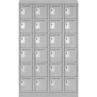 Clean Line Lockerette, 6 -tier, Bank of 4, 48" x 18" x 82", Steel, Grey, Rivet (Assembled) Oxymax Inc
