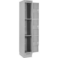 Clean Line Lockers, 3 -tier, Bank of 4, 48" x 18" x 76", Steel, Grey, Rivet (Assembled) Oxymax Inc