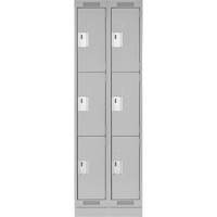Clean Line Lockers, 3 -tier, Bank of 2, 24" x 18" x 76", Steel, Grey, Rivet (Assembled) Oxymax Inc